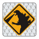Autocollant Caution Godzilla
