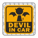 Sticker devil in car