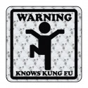 Sticker warning knows kung fu