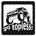 Pegatina Go Topless - Jeep. Vinilo de alta calidad, soporta perfectamente la intemperie, apto incluso para náutica. Pégala donde